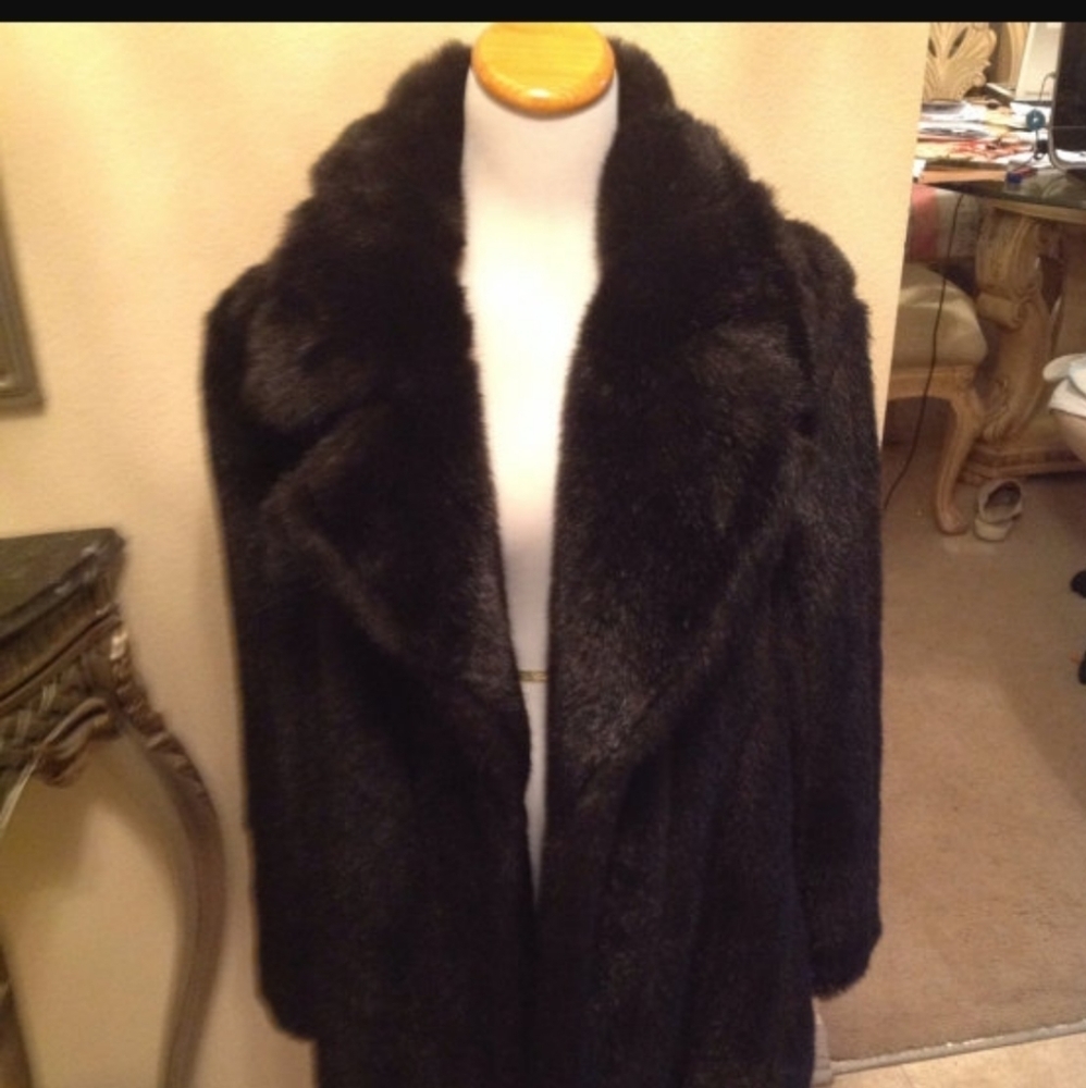 Vintage Amazing High End Quality BROWN FAUX FUR Coat Size Med-Large Poss XLarge